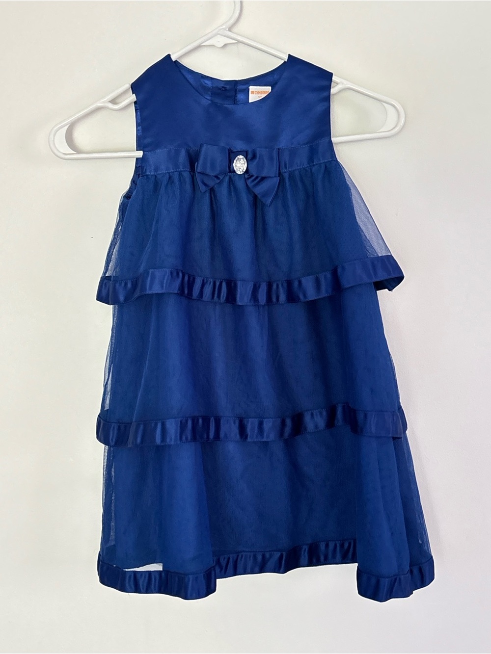 Gymboree Girls Blue Tiered Party Dress with Bow Accent